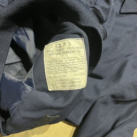 Vintage 80s US Air Force Navy Wool Bomber Jacket - Picture 3 of 3